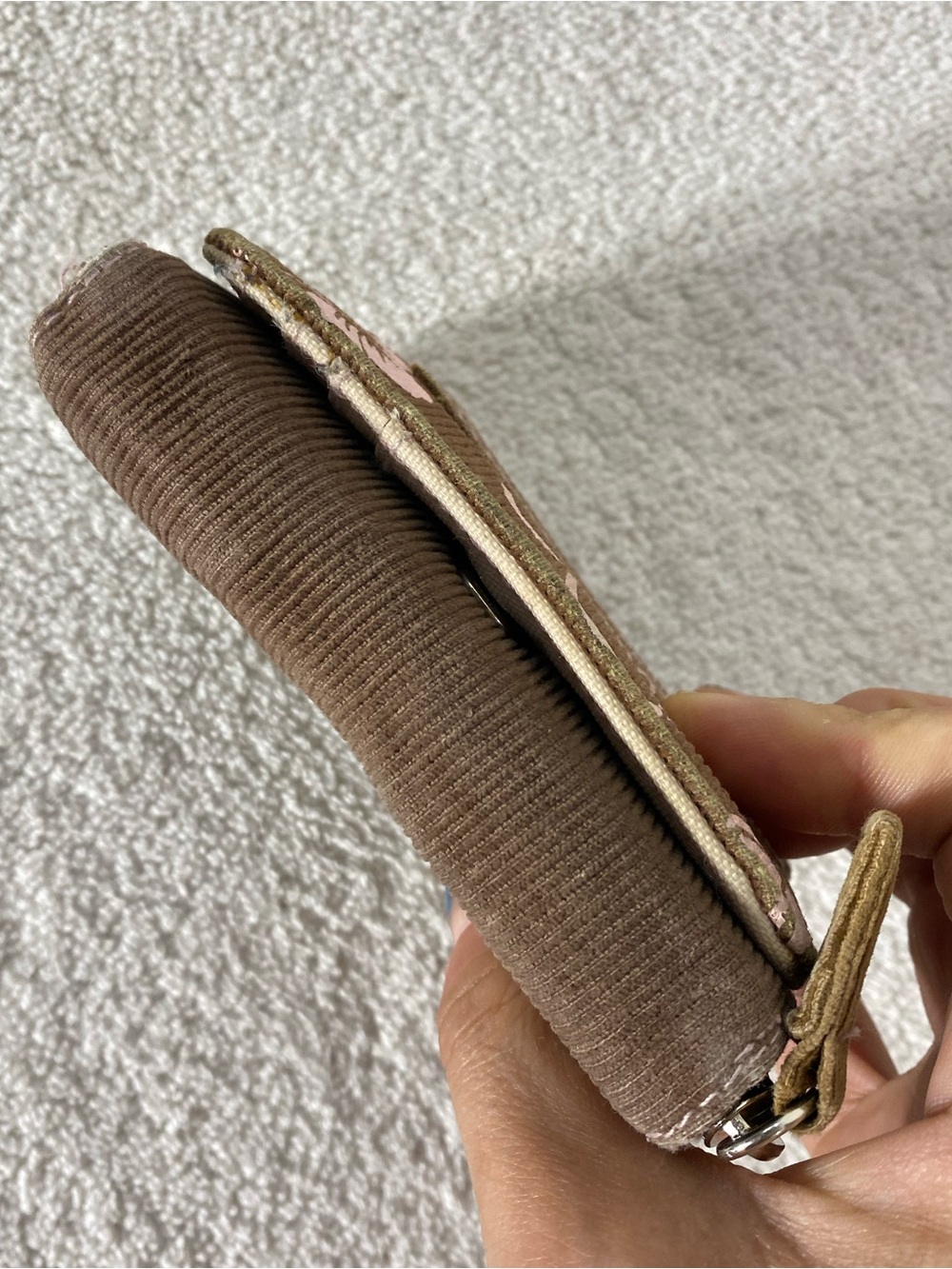5/$25 Vintage Y2K Point Zero Brown Corduroy W Pink Flowers Tri Fold Wallet Retro - Picture 3 of 16